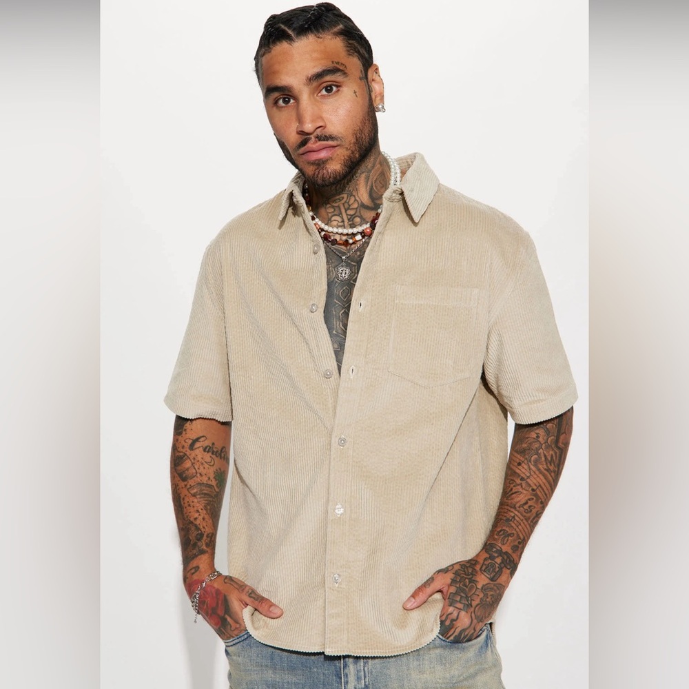 Corduroy Button Down Short Sleeve